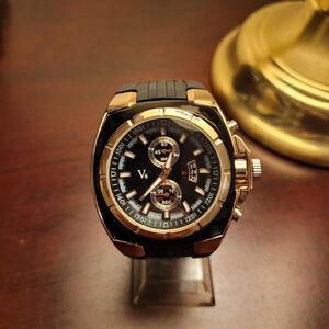 Brand New Men's Black and Rose Gold V6 Chronograph Watch